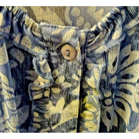 Avenue 26/28 Blue Sheer Polyester Button Front Elastic Neck Blouse - Picture 7 of 8